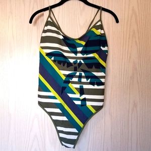 Aerie strappy back one piece swimsuit patterned